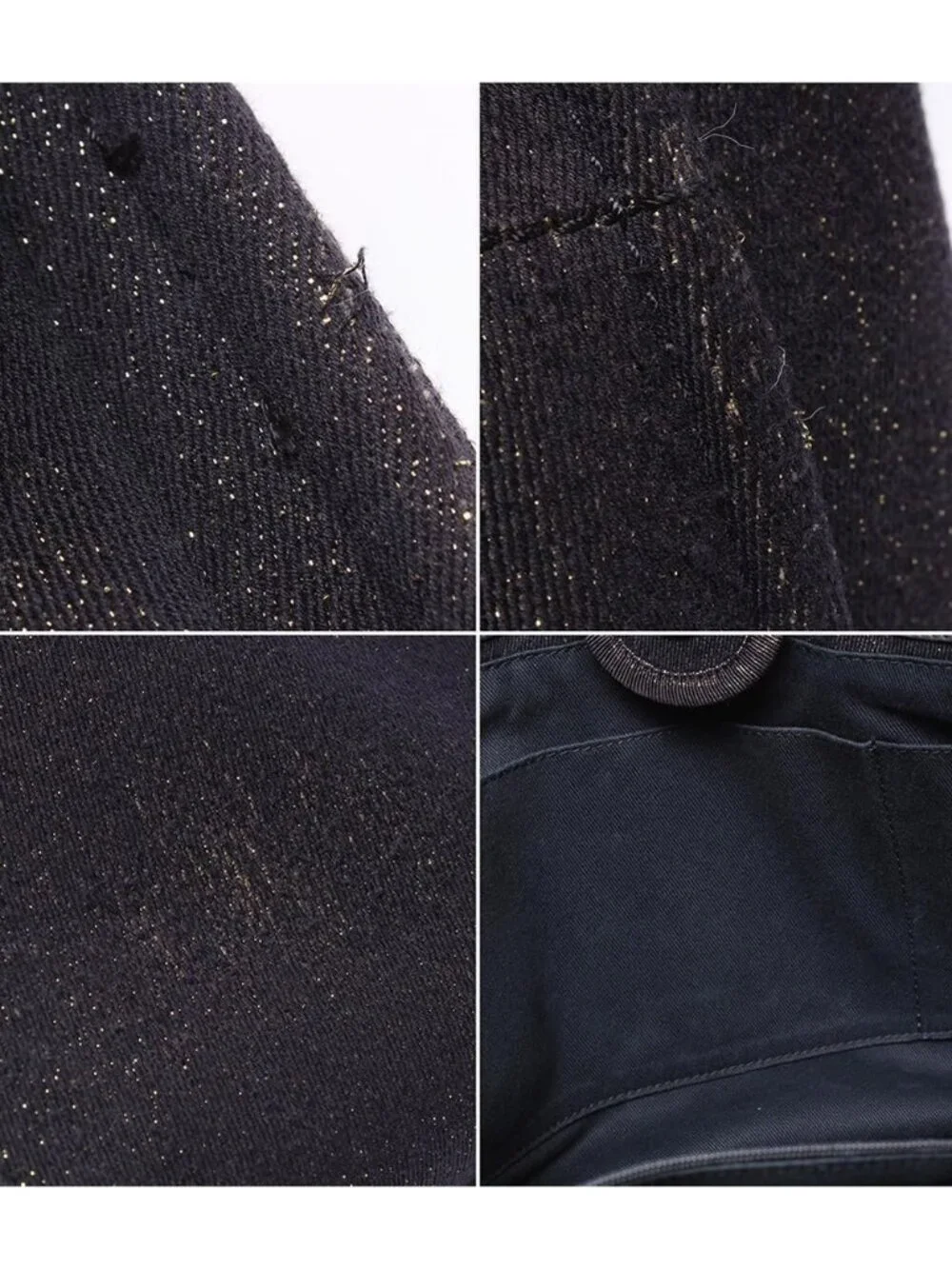 Chanel Tote Shoulder Gold Mixed Fiber Deauville MM